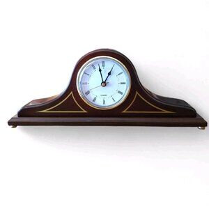 Vintage Bombay Company Mantle Clock Cherry Wood Camel Hump Japan Quartz VTG